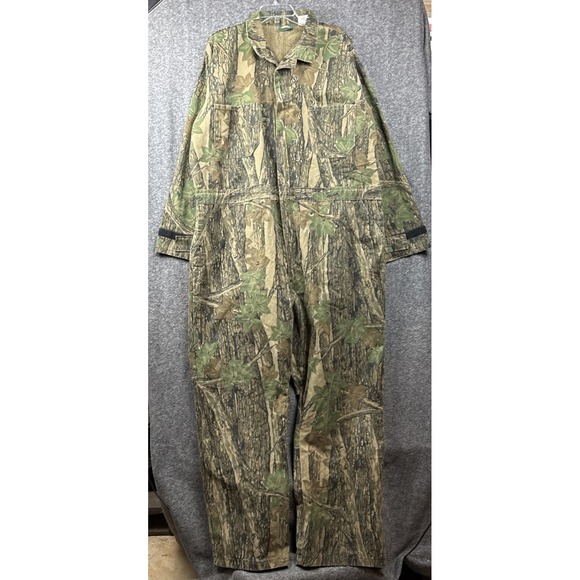 Vintage Cabelas Trebark Camo Coveralls Made in USA Mens 2XL Tall Hunting Suit